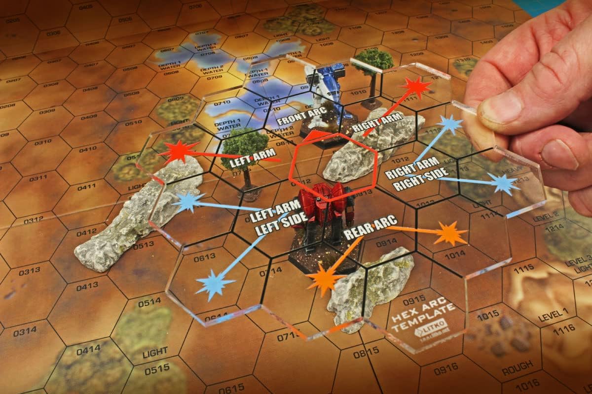 LITKO Fire Arc Template | 150mm Clear Acrylic | Multi-Hex Firing Arc Overlay | Compatible with BattleTech, BattleForce & Alpha Strike (Mecha Hex Map Fire Arc Template)