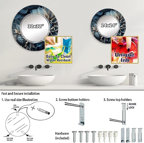 Miniatura 4 de Dahlia Flowers - Espejo de tocador, espejo de baño, espejos de pared para sala de estar, dormitorio, espejo redondo, grande, 24 x 24 pies, 32 x 32