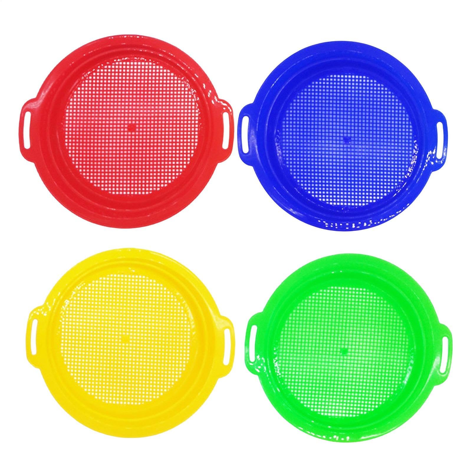 Sand Sifter Kids, 4 Pieces Multiple Colored Sand Sifter Sieves Toy, Fun Kids Beach Sand Toys, Portable Tools for Beach, for Summer Gardening Digging Outdoor