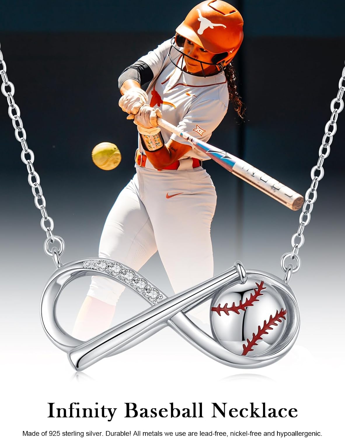 CHENGHONG Baseball Necklace Baseball Bats Charm Necklace Pendant Men Sports 925 Sterling Silver for Men Women Baseball Gifts - Image 7