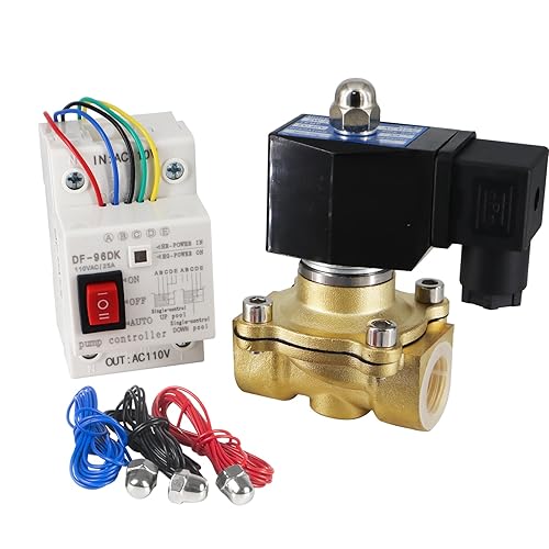 Válvula de flotador, interruptor automático de control de nivel de agua AC110V con válvula solenoide de latón, válvula de cierre automático de agua