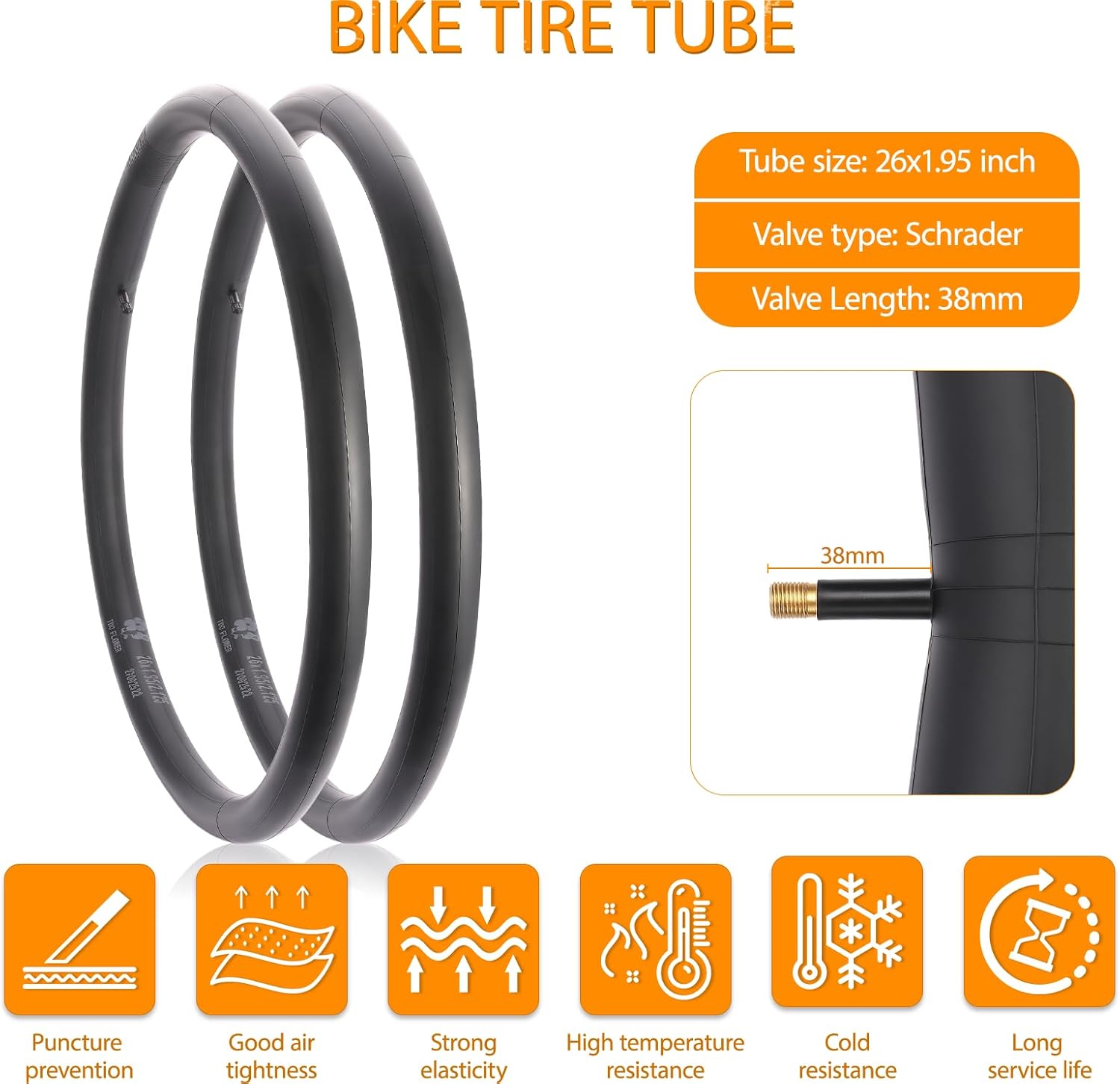 2-Pack 26" Foldable Bike Tire Set (26x1.95 / 26x2.125) - Complete 8-Piece Kit with Inner Tubes, Rim Strips & Tire Levers - Universal Replacement for Adult MTB, Beach Cruisers & Mountain Bikes