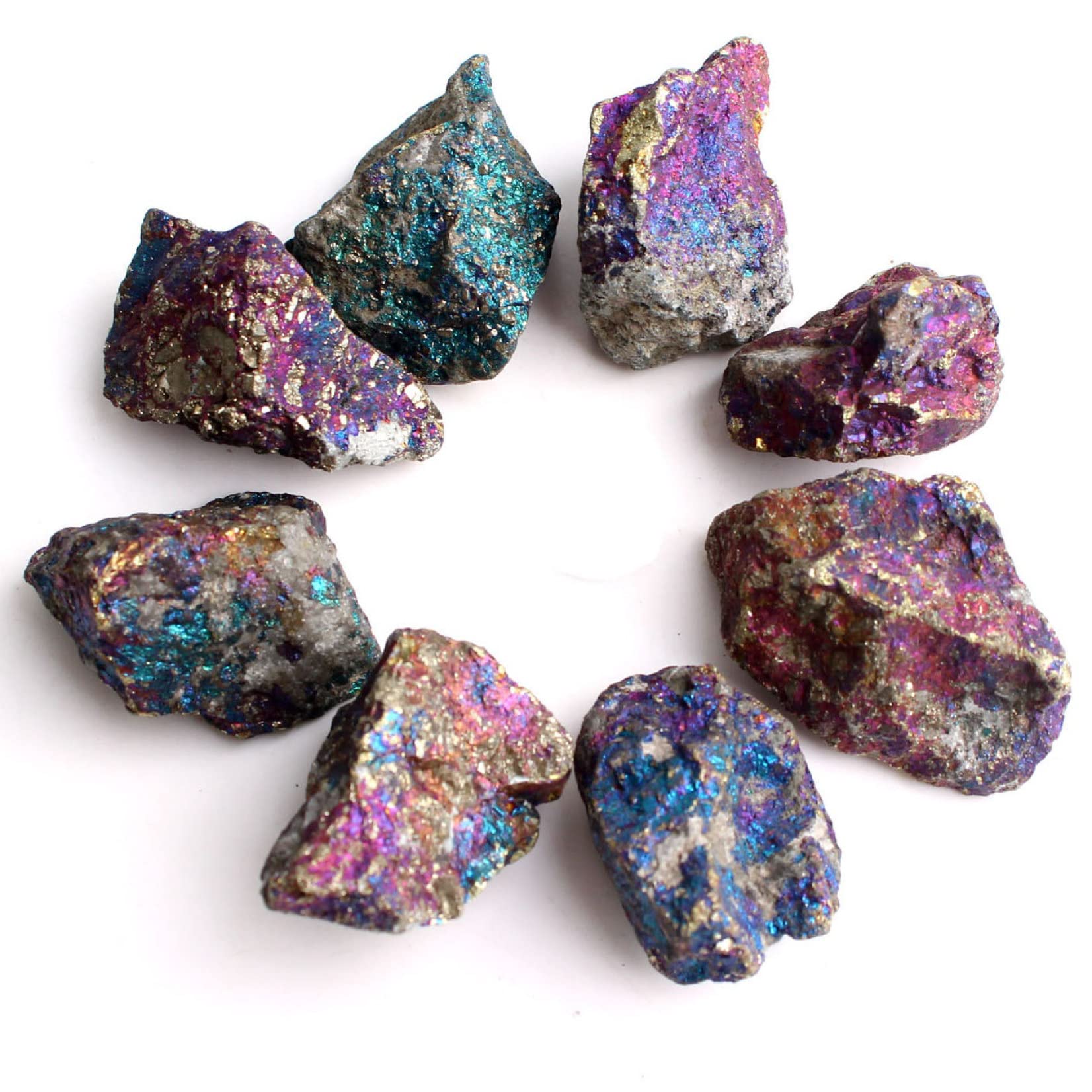 JITEM 1PC Natural Colorful Rough Bornite Crystal Rock Stone Raw Ore Specimen Minerals Home Garden DIY Decoration dingchi