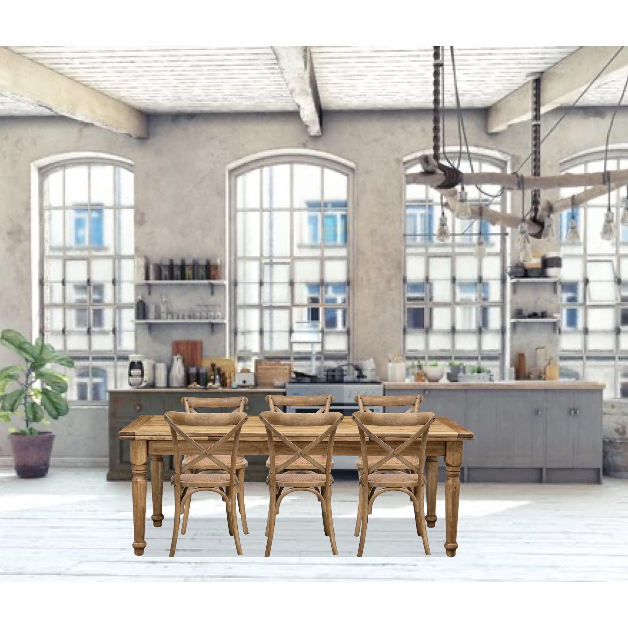 Biscottini Stół rozkładany do jadalni 220x100 cm | Stół kuchenny z litego drewna