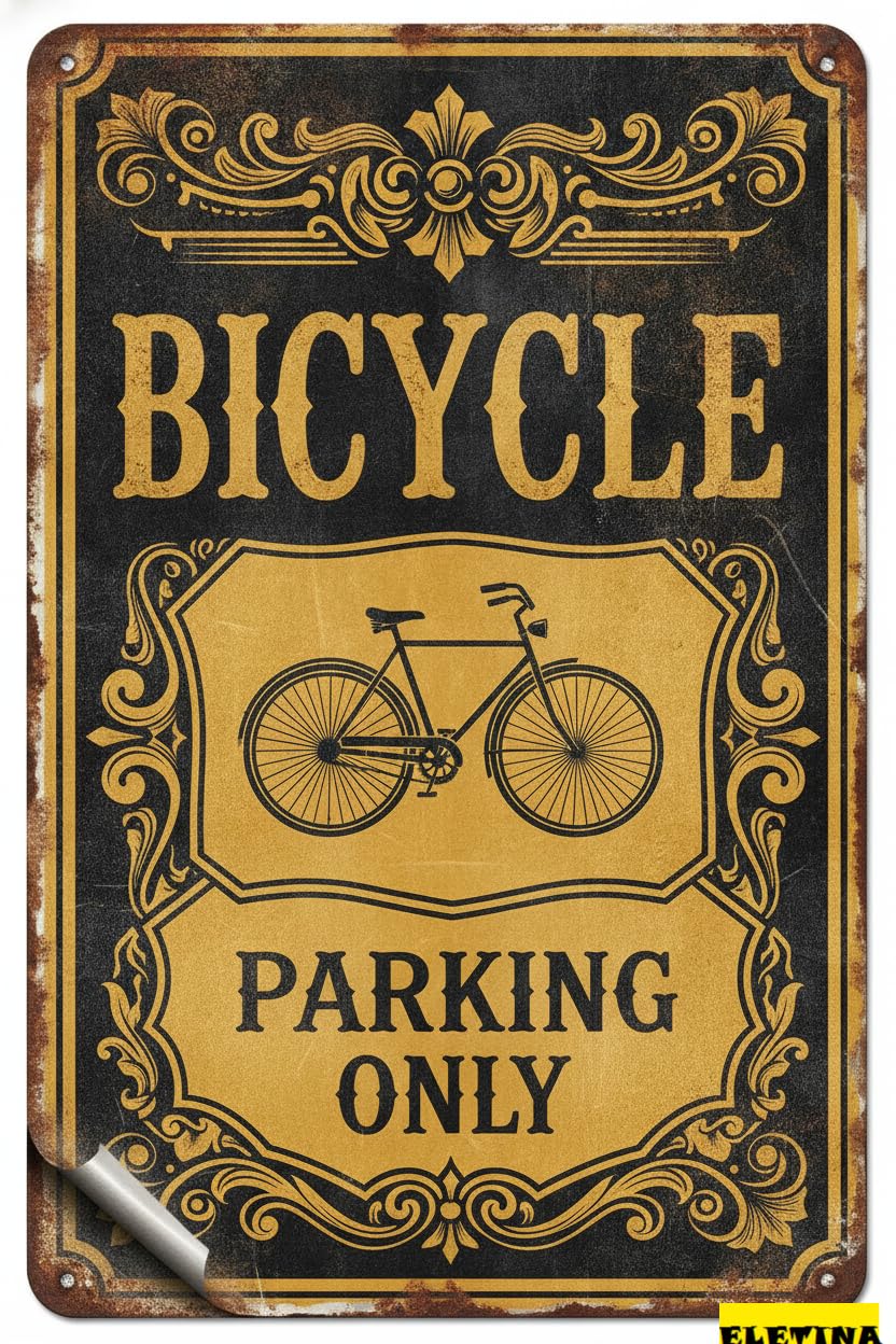 Bicycle Parking Only Metal Warning Sign Yard Road Street Outdoor Driveway Metal Quality Decor 8x12in