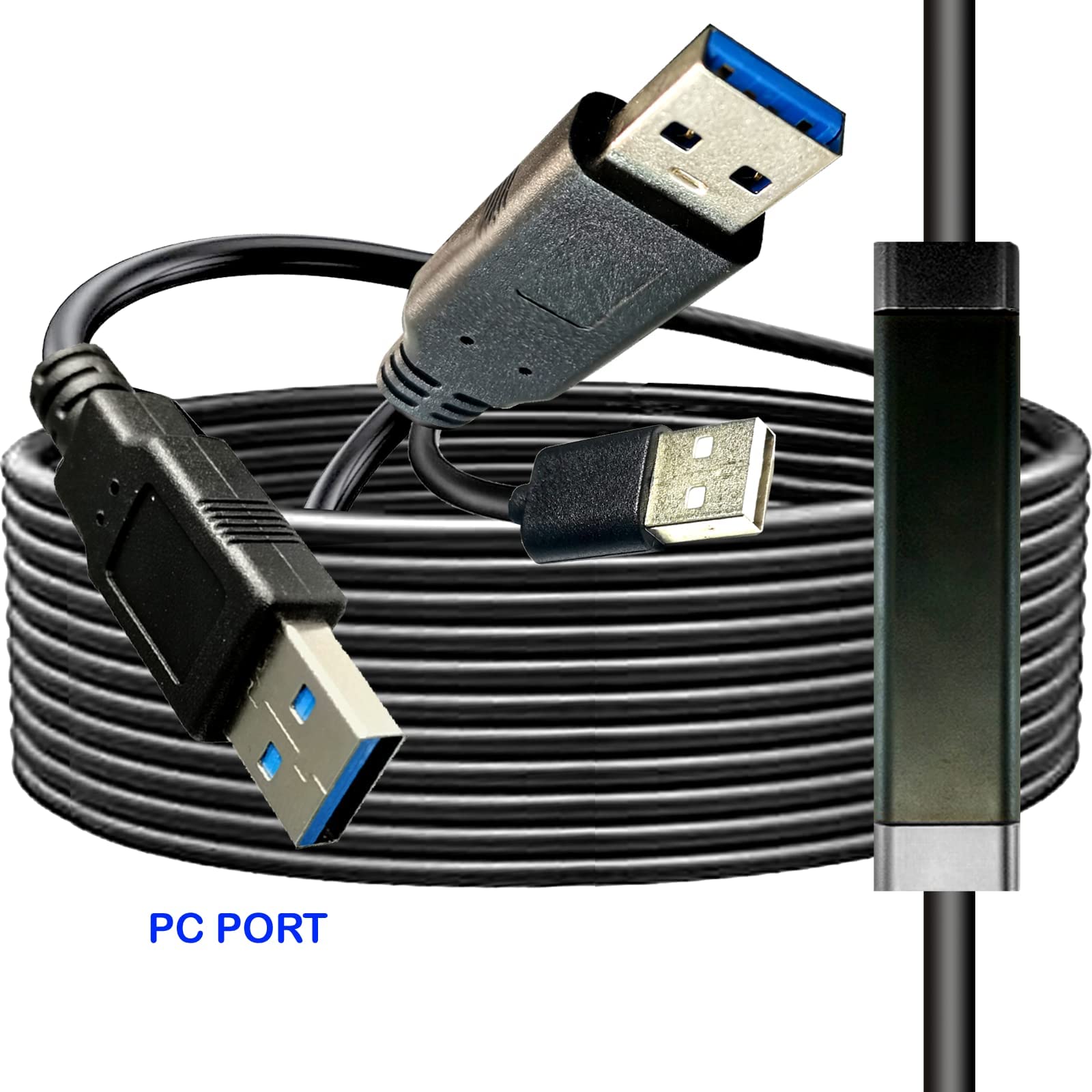 YOTETION - Cavo USB 3.0 lungo 25 m, cavo USB 3.0 maschio a maschio, compatibile con disco rigido, ventola/pad di raffreddamento, fotocamera, lettore DVD, TV, luce flash, hub, monitor, altoparlante e
