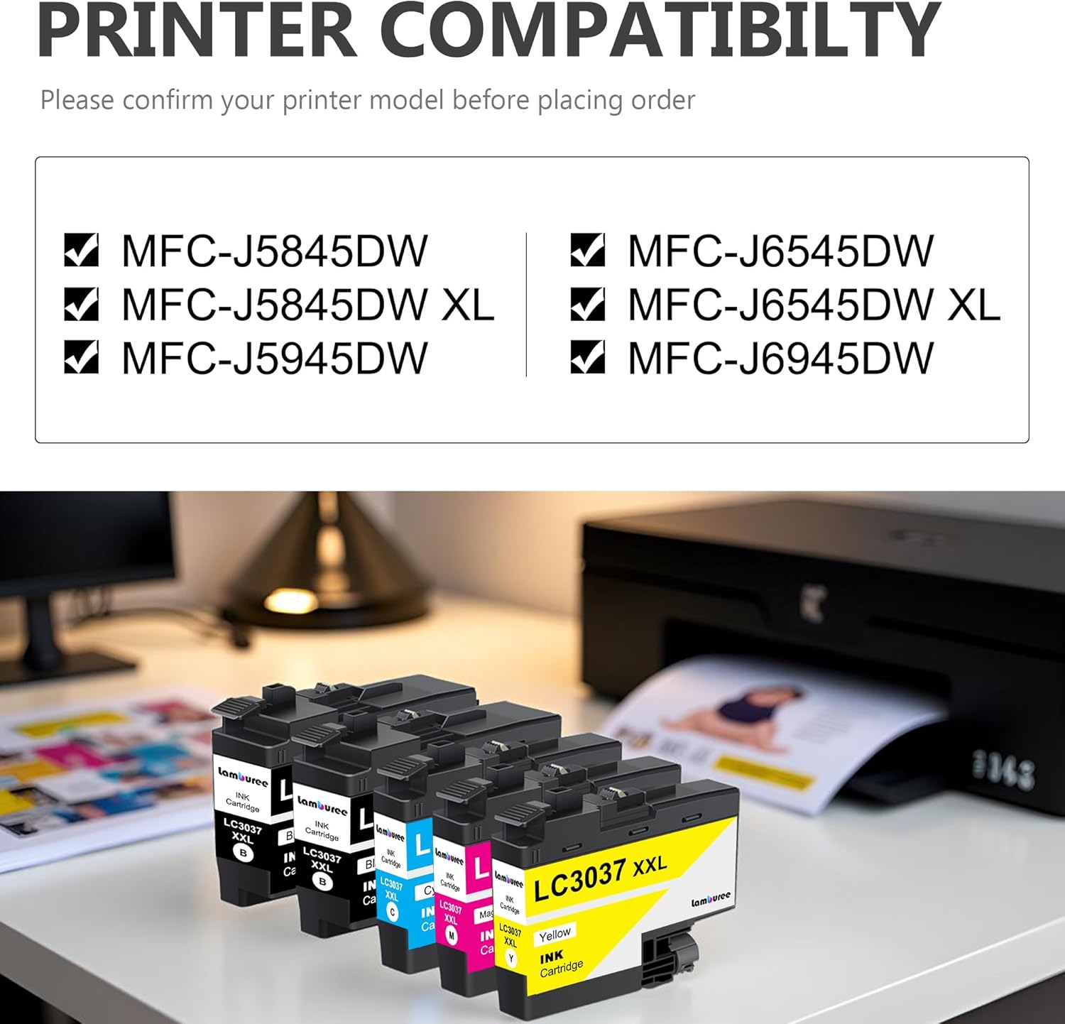 LC3037XXL Ink Cartridges with Super High-Yield Replacement for Brother LC3037 Work for MFC-J5945DW MFC-J5845DW MFC-J5845DWXL MFC-J6545DW MFC-J6545DWXL MFC-J6945DW Printers (5 Pack)