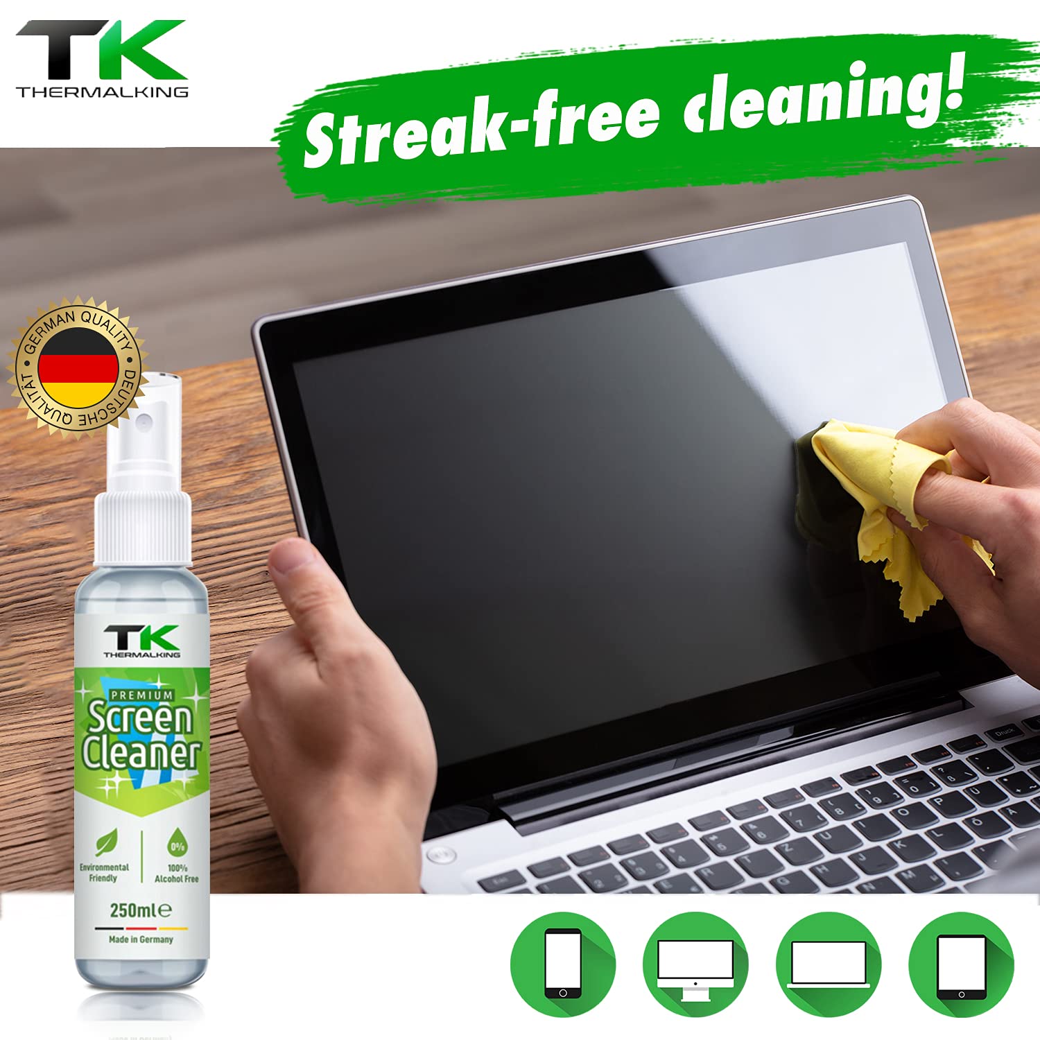 Bildschirmreiniger für Laptop - Display Reiniger für tft/tv/Monitor - Screen Cleaner Spray für LCD - Fernseher Reinigung (16x250 ml)