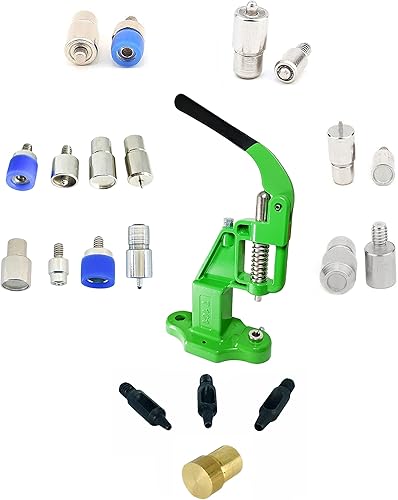 Miniatura 8 de Hobby Trendy Juego de prensa manual con perforadores, troqueles esenciales para botones a presión, ojales, ojales, remaches (rosa)