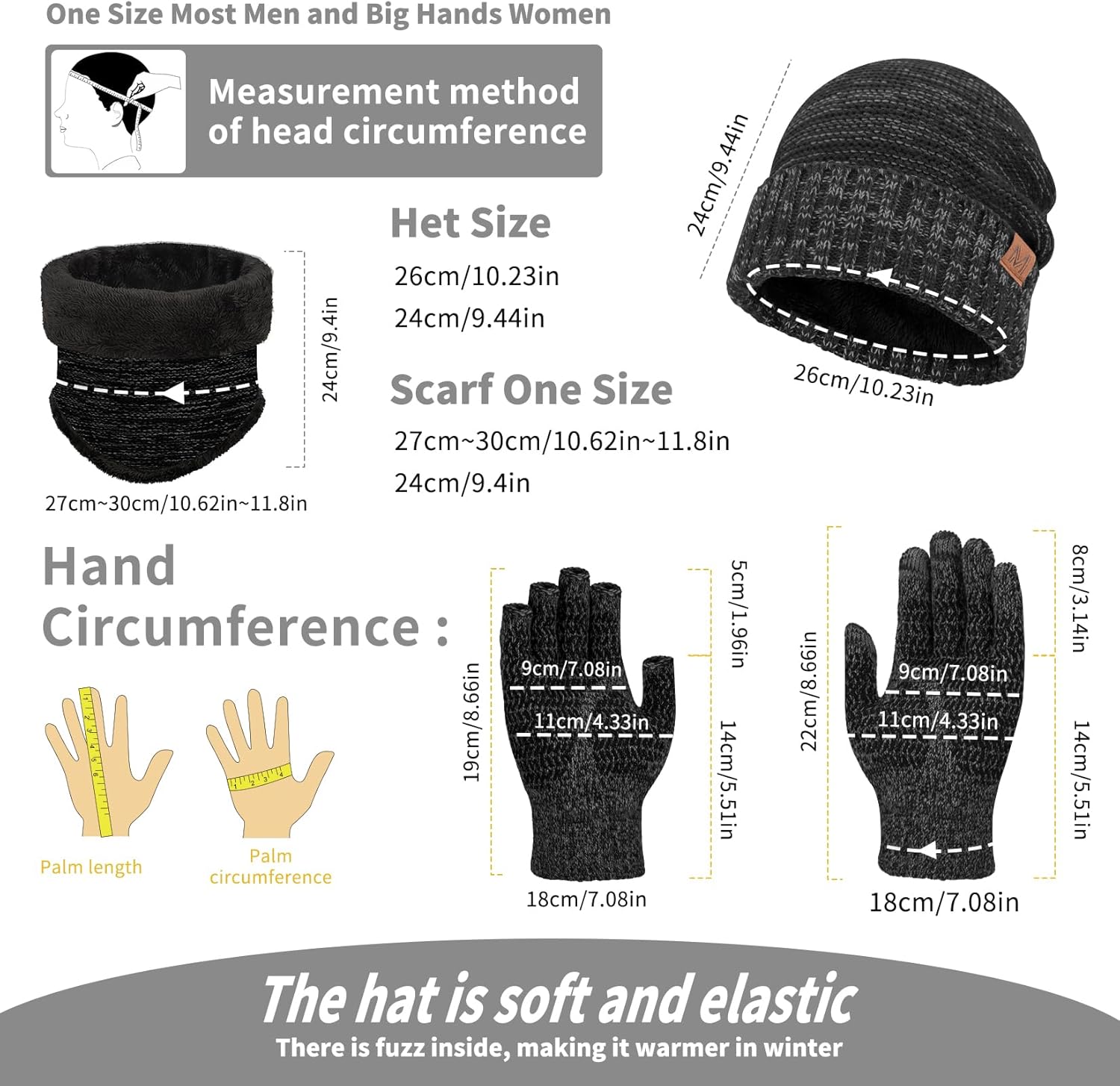 MAYLISACC 3 Pcs Knit Beanie Hat Scarf and Glove Set for Men and Women, Winter Caps Neck Warmer with Touchscreen Gloves - Image 2