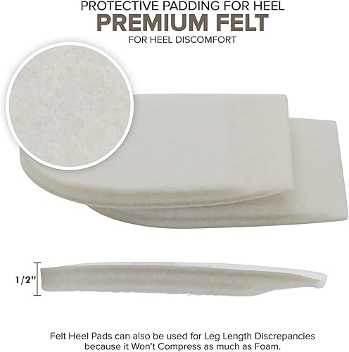 Miniatura 8 de Almohadilla de fieltro para talón de 12" con adhesivo para aliviar el dolor, Blanco
