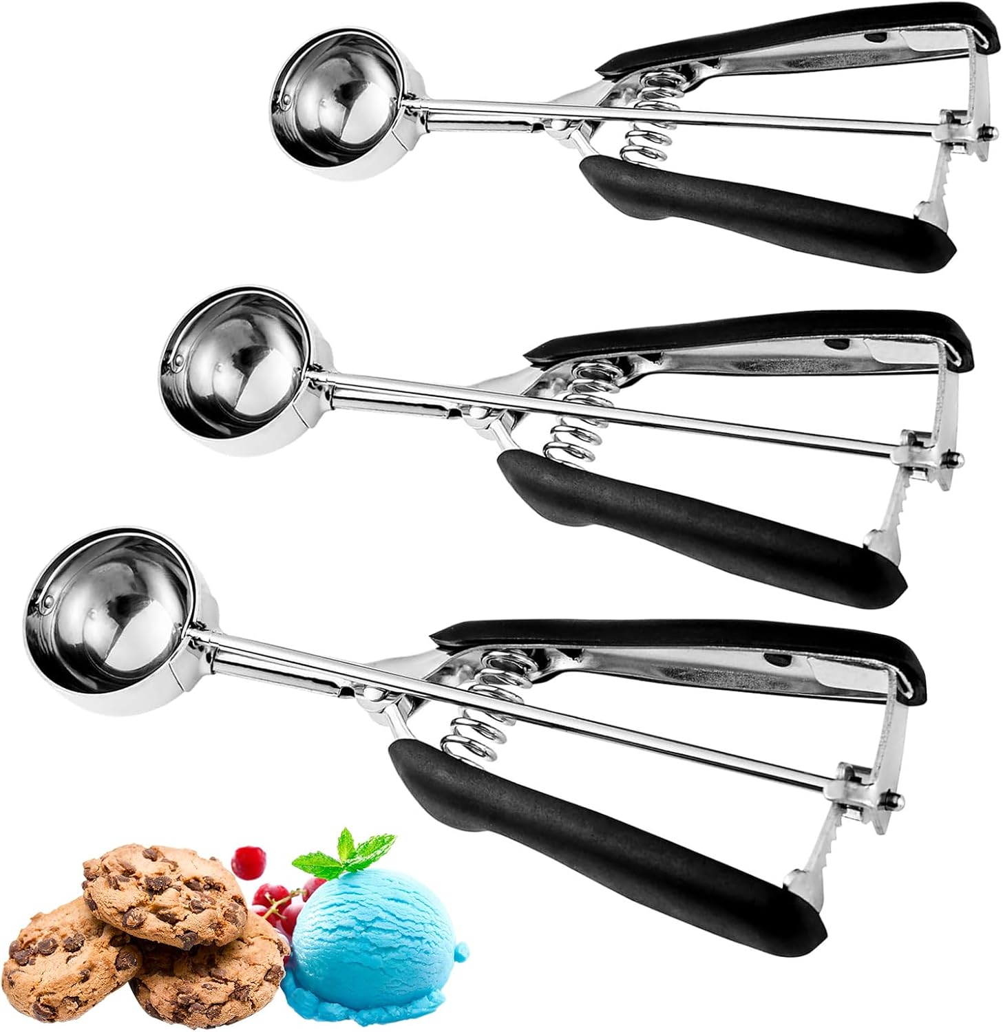 Cookie Scoop Set of 3, Cookie Dough Scoop for Baking Ice Cream Scoop