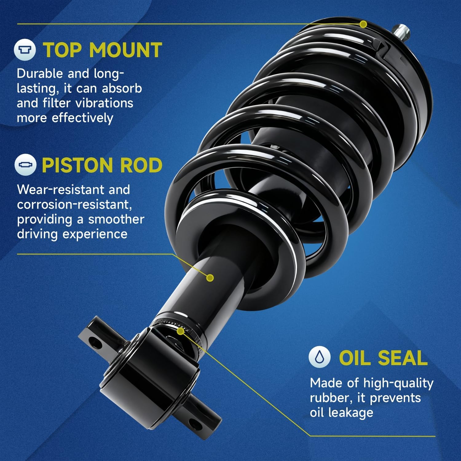 Vextone - Front Struts Shock Absorbers Complete Assembly - Fit for 2007-2013 Chevrolet Chevy Silverado 1500, GMC Sierra - Quick Install Replace 139105 Ready Strut (Set of 2)