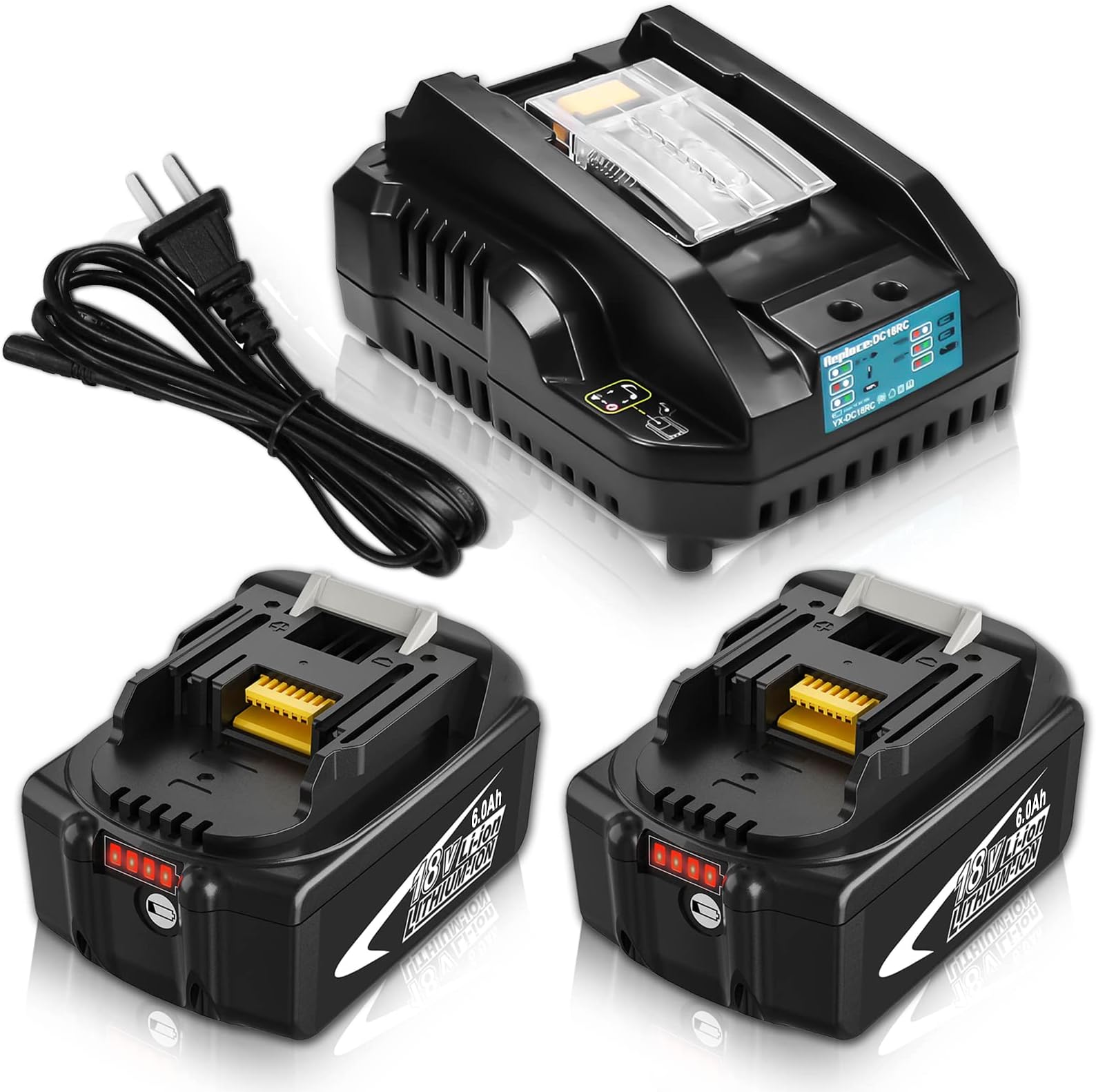 BL1840B Akkus 18V/4,0Ah mit Doppel-Schnellladegerät DC18RD für Makita BL1850 LXT