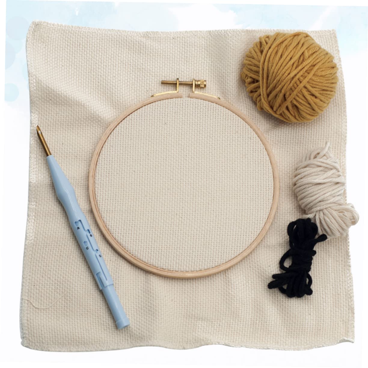 Angoily 2 Piezas Kit de Punch Needle para Principiantes con de Manualidades Aro de Plástico Set de Hilo de Lana para Diy para Adultos y Partir de