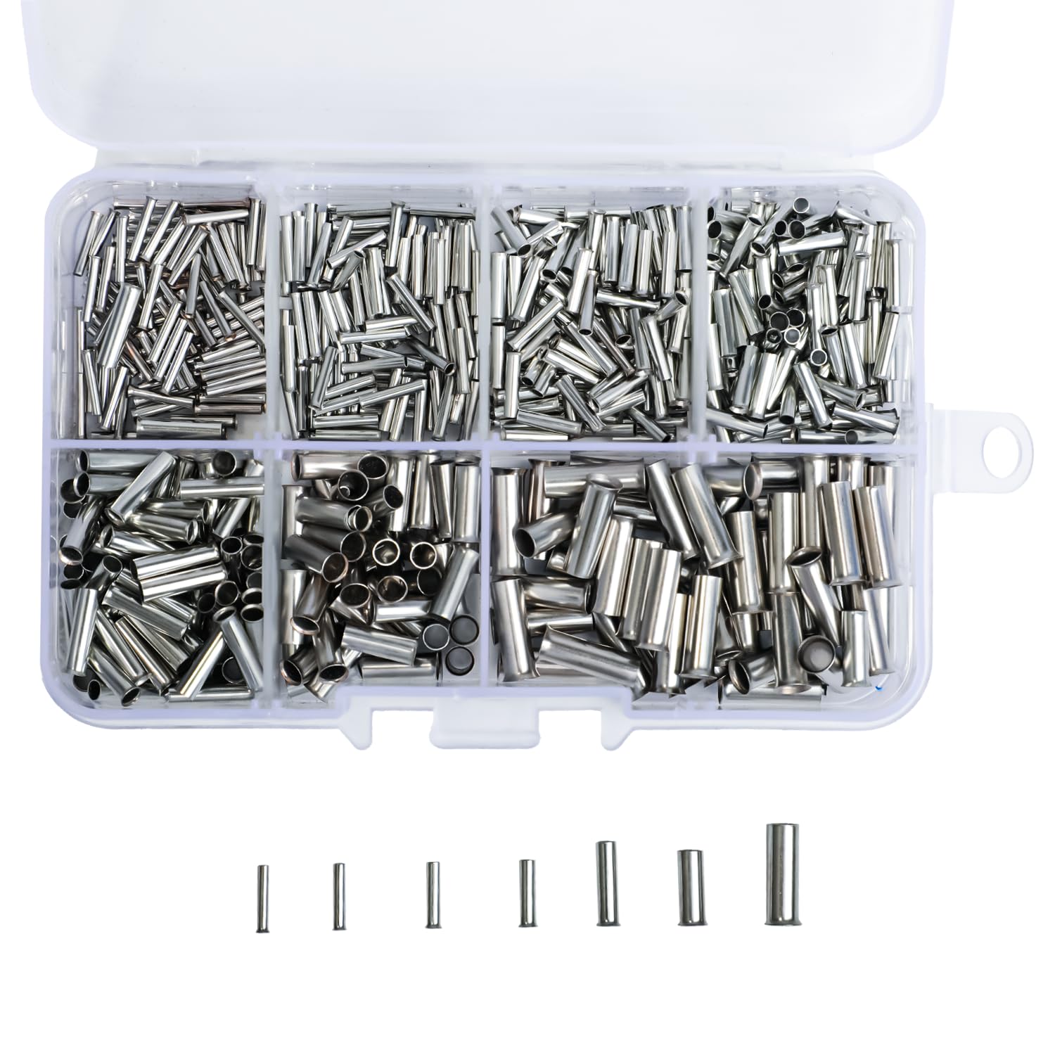 600 Pcs 7 Sizes Wire Ferrules Kit, Tinned Copper Crimp Connectors,22-18 AWG 16-14 AWG 12-10 AWG Non Insulated Electrical Cable Pin Cord End Terminals Assortment Kit