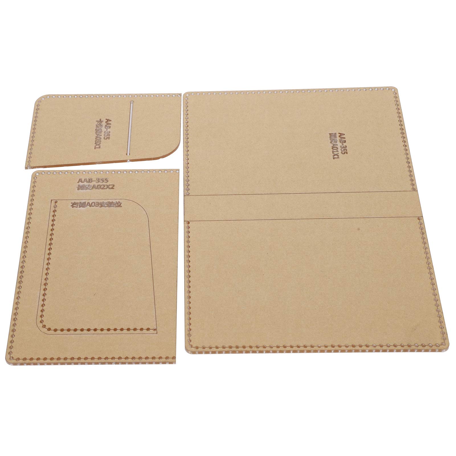 3Pcs Acrilico Modello Sacchetto di Carta Porta Passaporto FAI DA TE Modello In Pelle Portafoglio Stampo Strumenti Artigianali Modello di Sacchetto di Carta Porta Passaporto In Pelle Stencil Stampo Mod