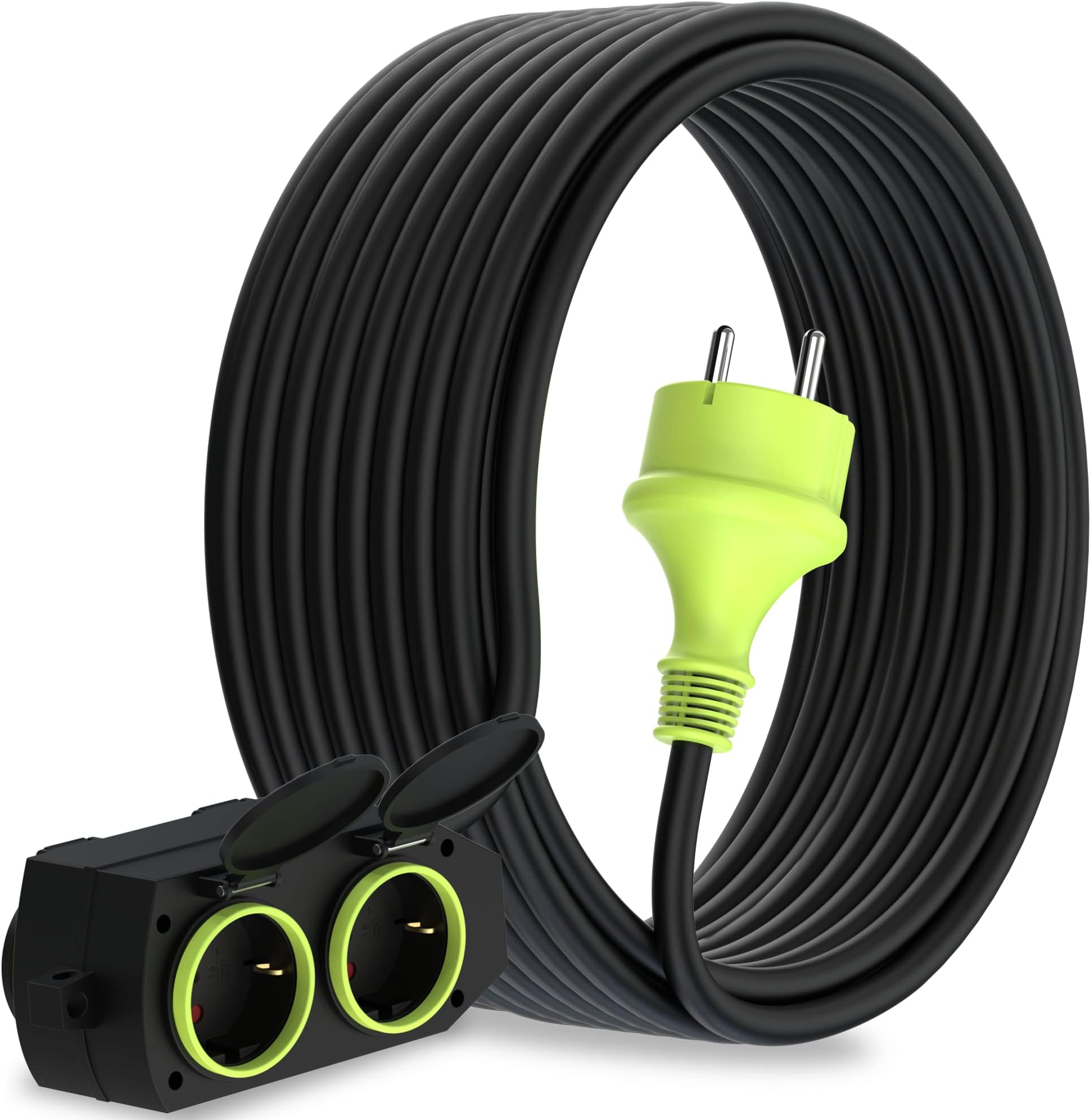 MutecPower 5m Rallonge avec 4 prises Schuko pour usage extérieur Câble ...