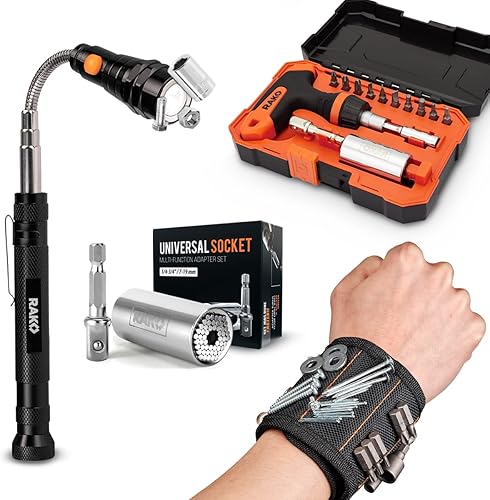 Miniatura 25 de RAK Universal Socket Grip (0.276 - 0.748 pulgadas) - Llave de trinquete multifunción, adaptador de taladro eléctrico de 15 piezas, conjunto