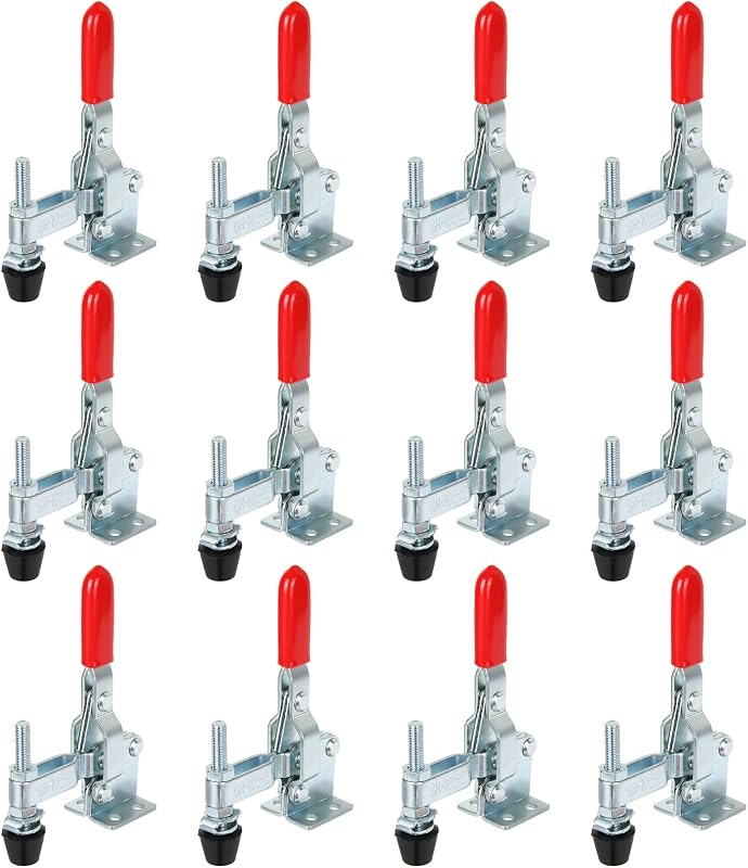 12 Pack Toggle Clamp, Adjustable Hold Down Clamps for Woodworking 200lb Holding Capacity 102-B Style Vertical Quick Release Toggle Clamps for Smokers, Doors, Cabinets, Tool Boxes