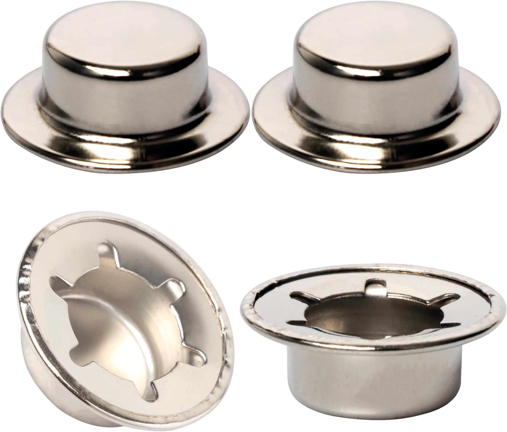 (4-Pack) Calvana Spring Steel Push On Pushnut Caps with Mechanical Zinc Plating-Permanent Washer Caps Fits 1/2” Axles for Hand Trucks, Rolling Bins, and Lawn Wagons-Perfect Alternative for Cotter Pins