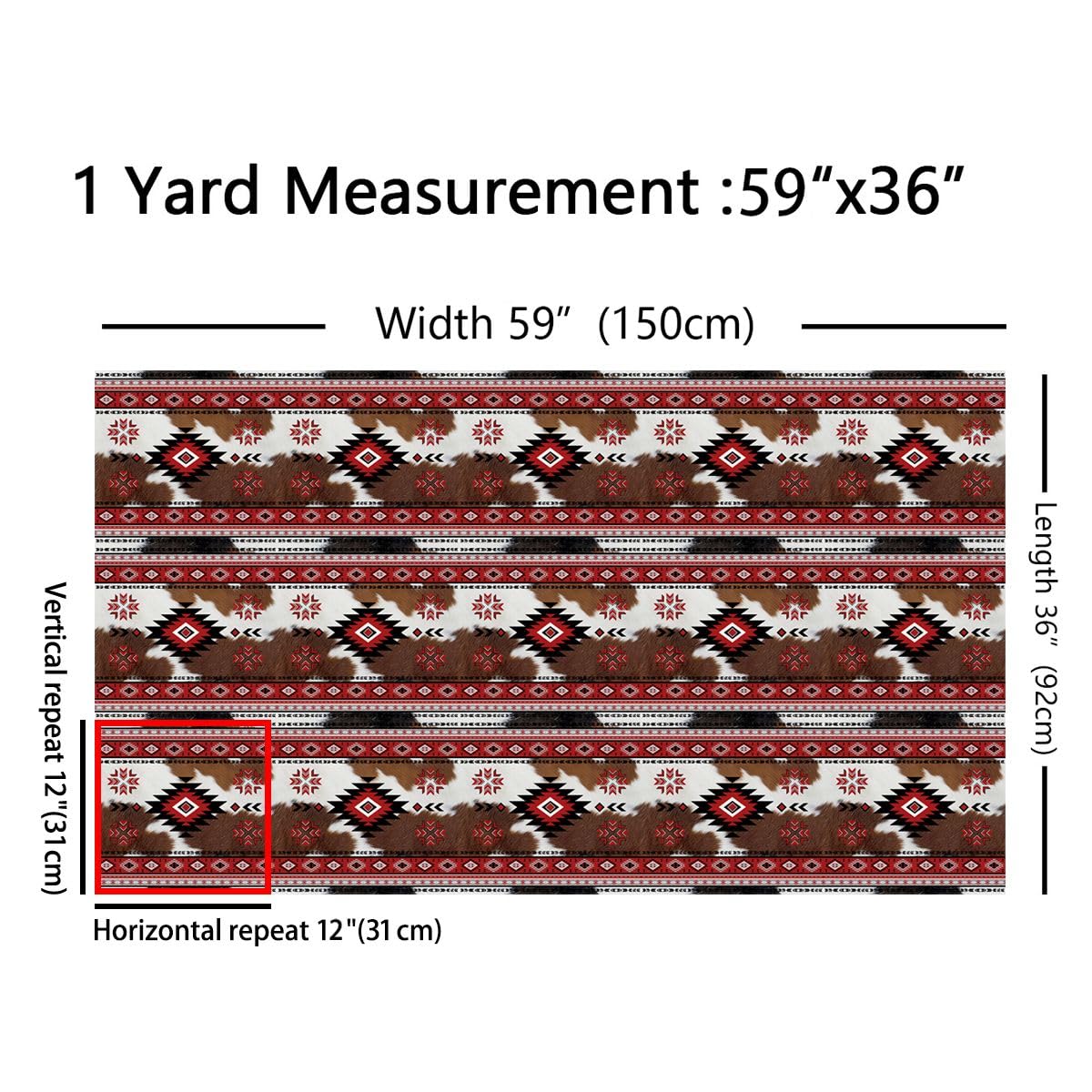 Tessuto per tappezzeria tribale azteco per sedie in pelle bovina marrone occidentale tessuto da esterno da The Yard 920 x 160 cm, tessuto impermeabile bohémien tribale tribale freccia retrò geometrico