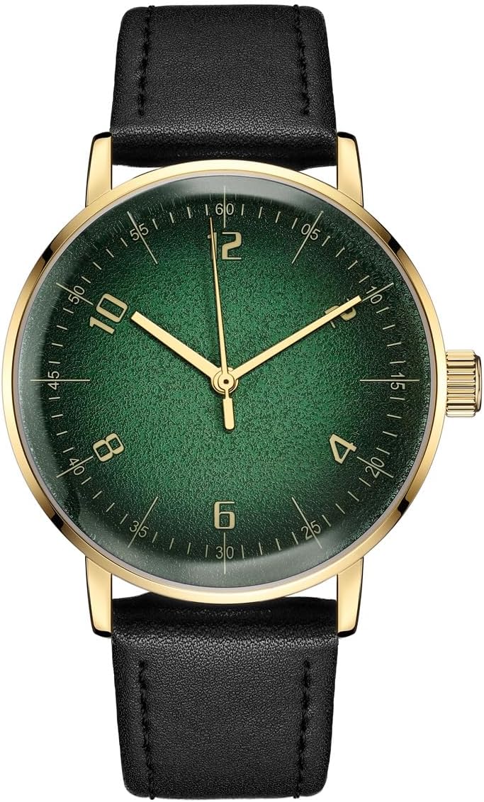 Boyarca Vintage Mechanical Wrist Watch with Domed Glass Watch Mirror, Casual and Minimalist Manual Winding Mechanical Watch for Men and Women