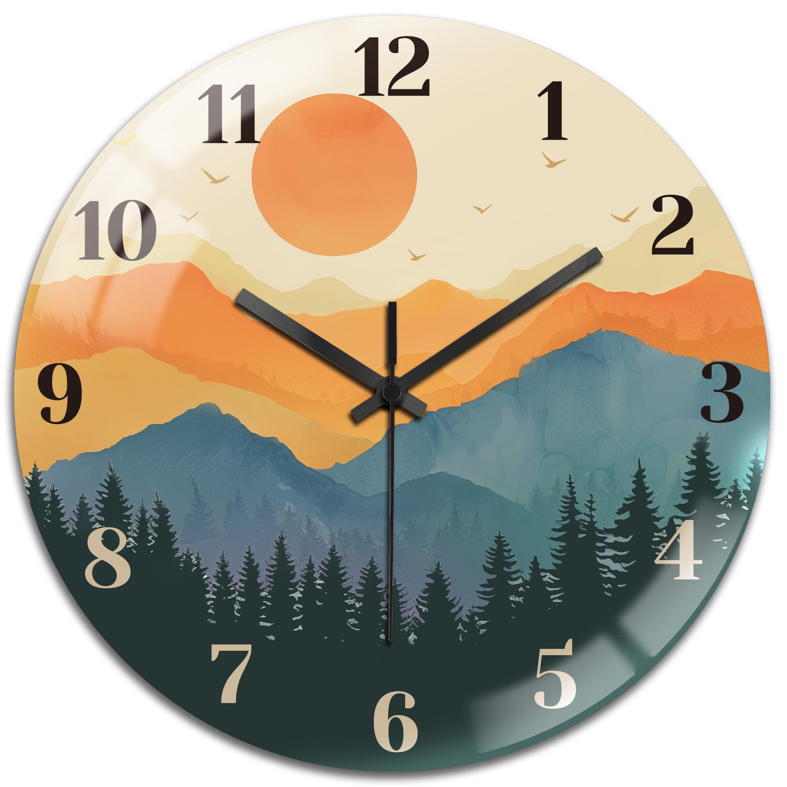 Horloge murale silencieuse peacoblue en verre de 30 cm sans tic-tac pour chambre