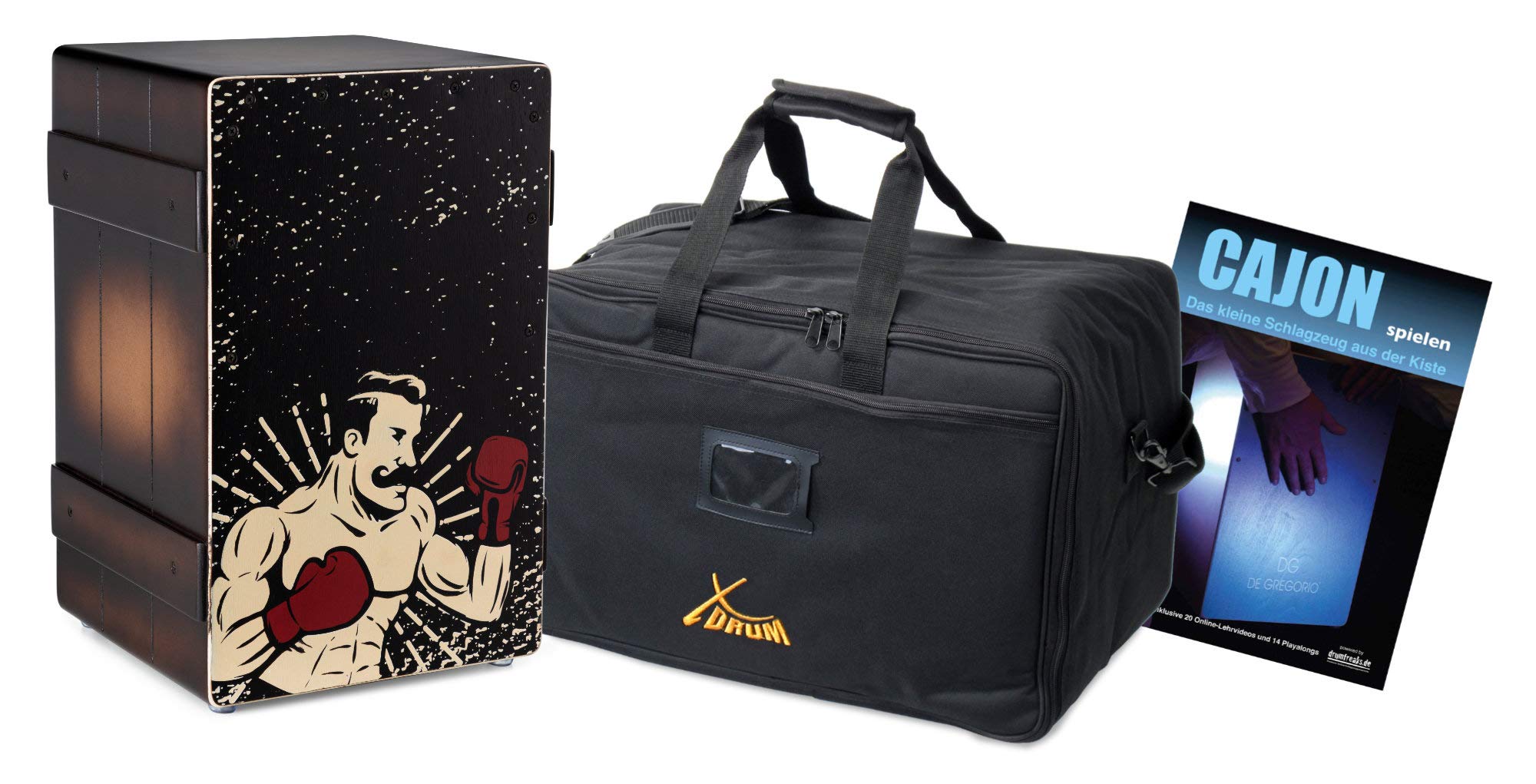 XDrum Design Series Cajon "Boxer" Set inkl. Tasche + Schule, 5 cm