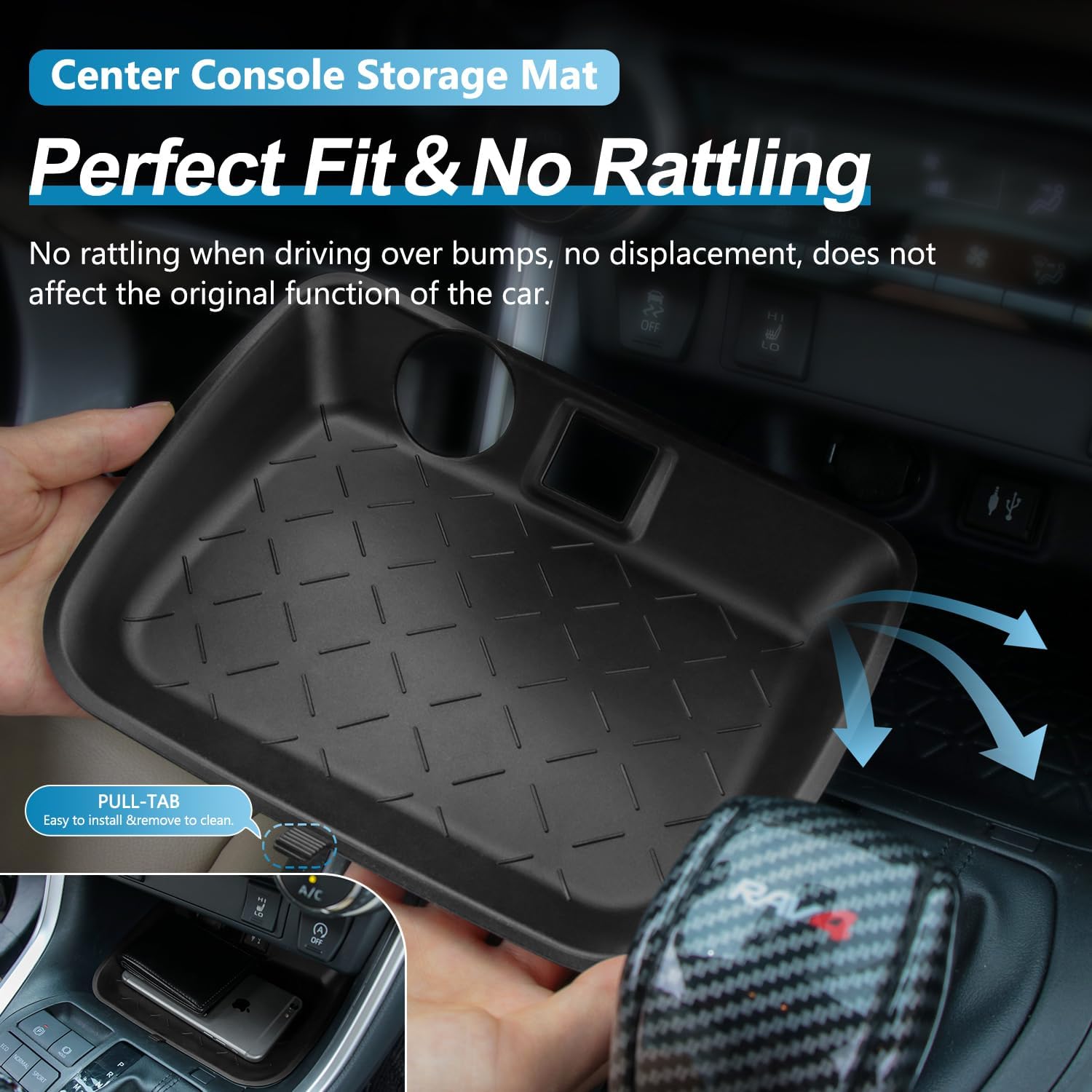 Passenger Storage Organizer Mat Glove Box Storage Organizer Tray Compatible with Toyota RAV4 2022 Accessories 2021 2020 2019