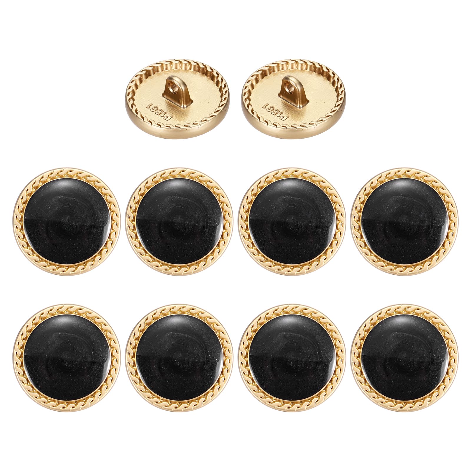 sourcing map Metal Vintage Gold Button 20mm Round Metal Sewing Button Alloy Shank Replacement for Women's Suit Woolen Coat Shirt Dress Sewing Black Pack of 10