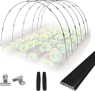 36 Rods Garden Hoops Kit for Raised Beds, 6 Sets 8FT Fiberglass Grow Tunnel