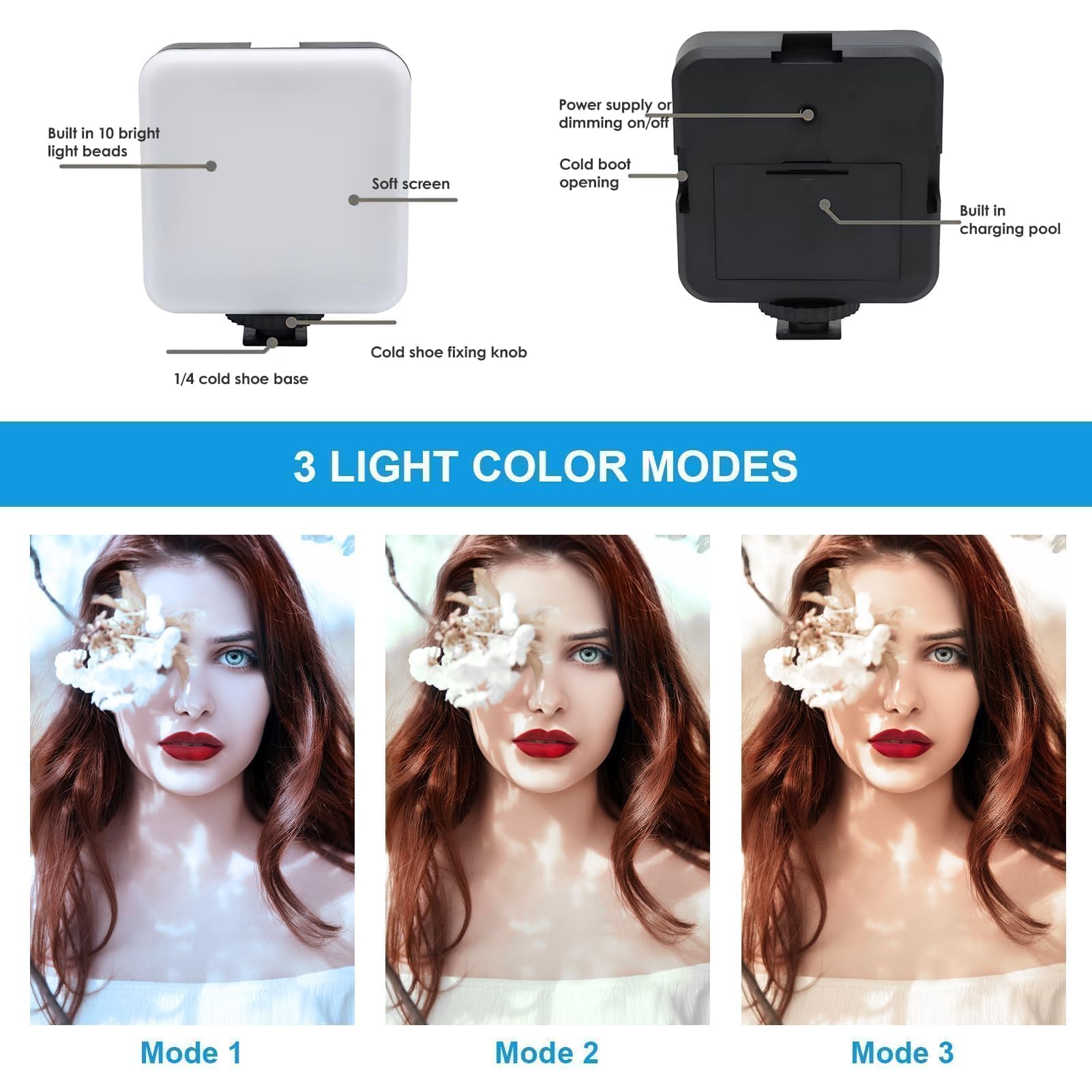 100 LED Professionale Luce Video, 3000-5500K 3 Modalità di Luce Video, Batterie Integrate da 1200Mah, CRI 90+, Luce Selfie con Clips per Telefono per Video Conferenza per iPhone, iPad, Laptop