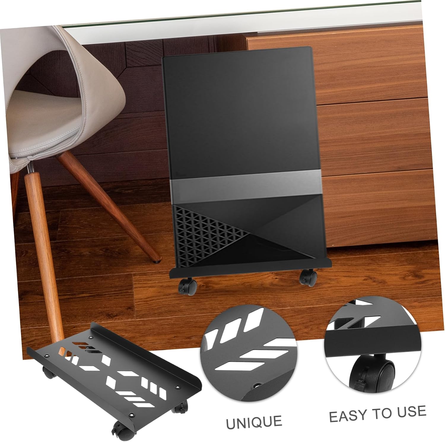 Movable CPU Holder Lockable Casters Rolling Computer Stand for Desktops Under Desk Use Stable and Lightweight Design for Home Office and Gaming Setups