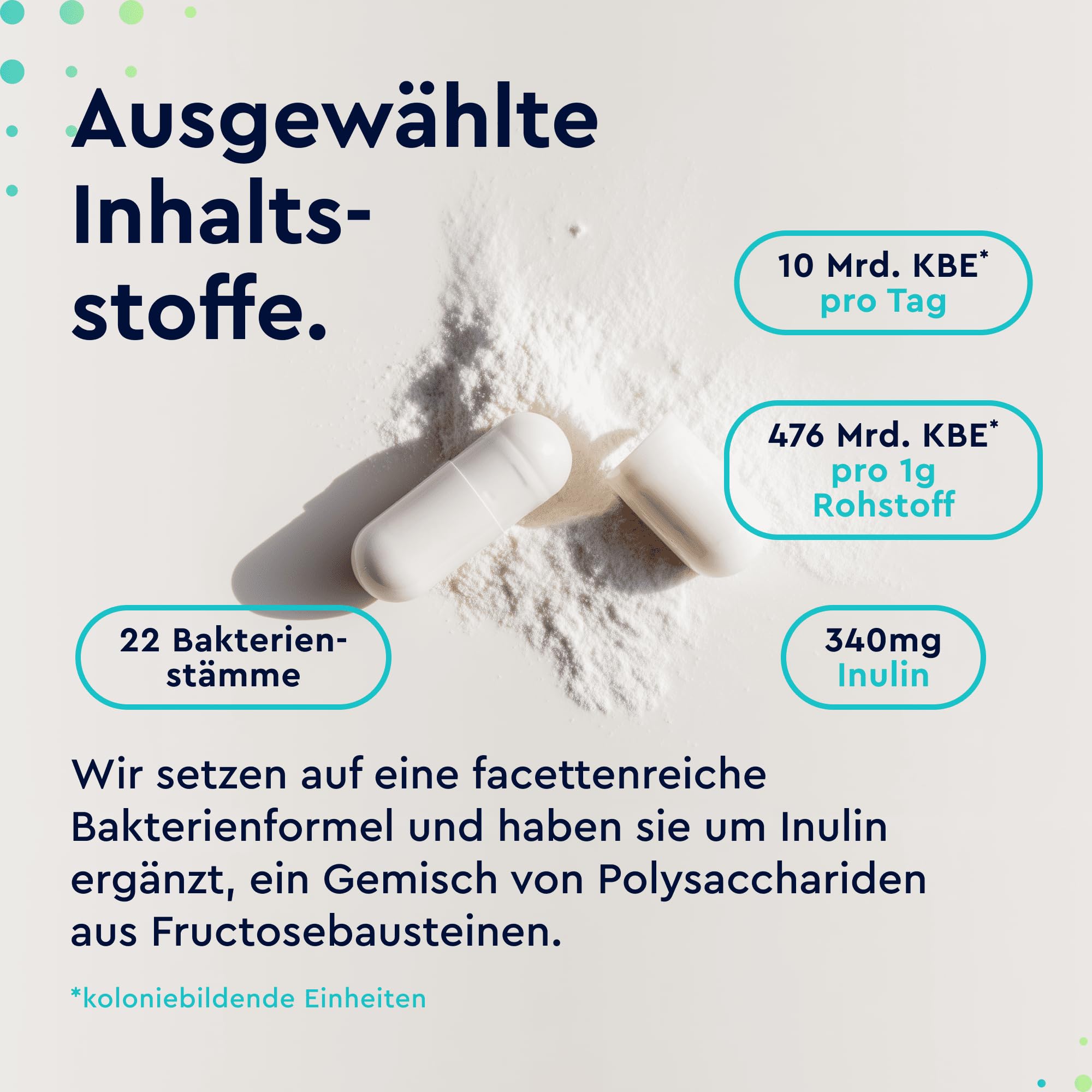 Probivia® Kulturen Komplex 10 Mrd. KBE pro Tagesdosis - 476 Mrd. KBE pro 1g Rohstoff - 22 Bakterienstämme & Inulin - 180 Kapseln - u.a. Lactobacillus, Bifidobacterium