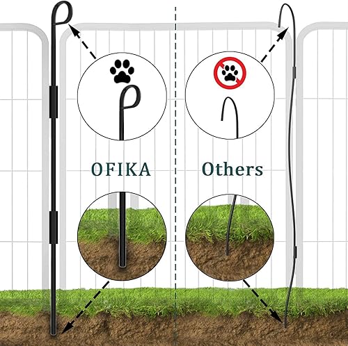 Miniatura 5 de OFIKA Corralito de Metal Resistente para Perros para Animales MedianosPequeños, 16 Paneles 24" de Altura x 27" de Ancho, Cerca para Perros Corral de
