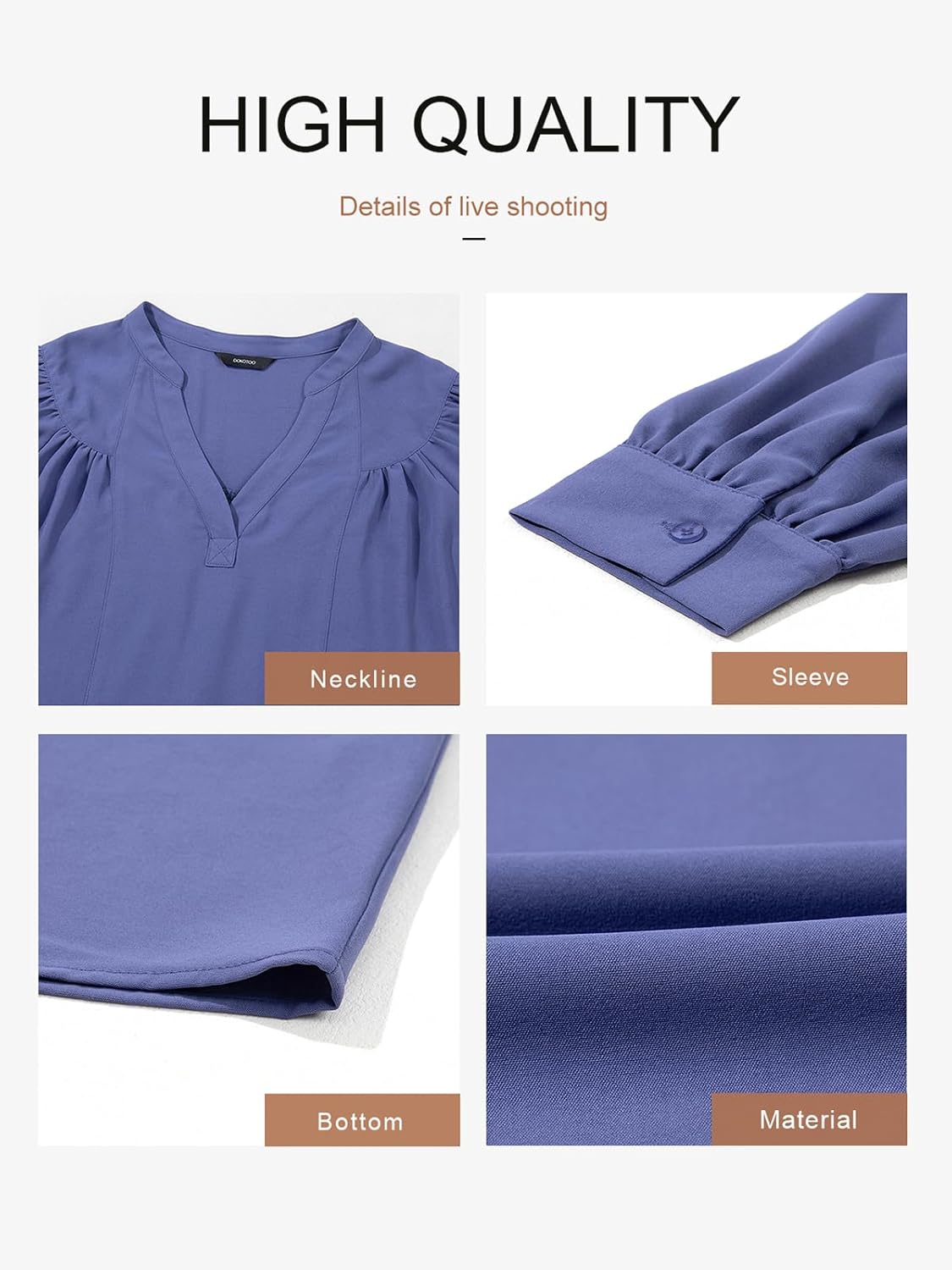 Dokotoo Womens Blouses Tops for Women Trendy V Neck Smocked Blouses for Women Dressy Casual Long Sleeve Shirts - Image 5