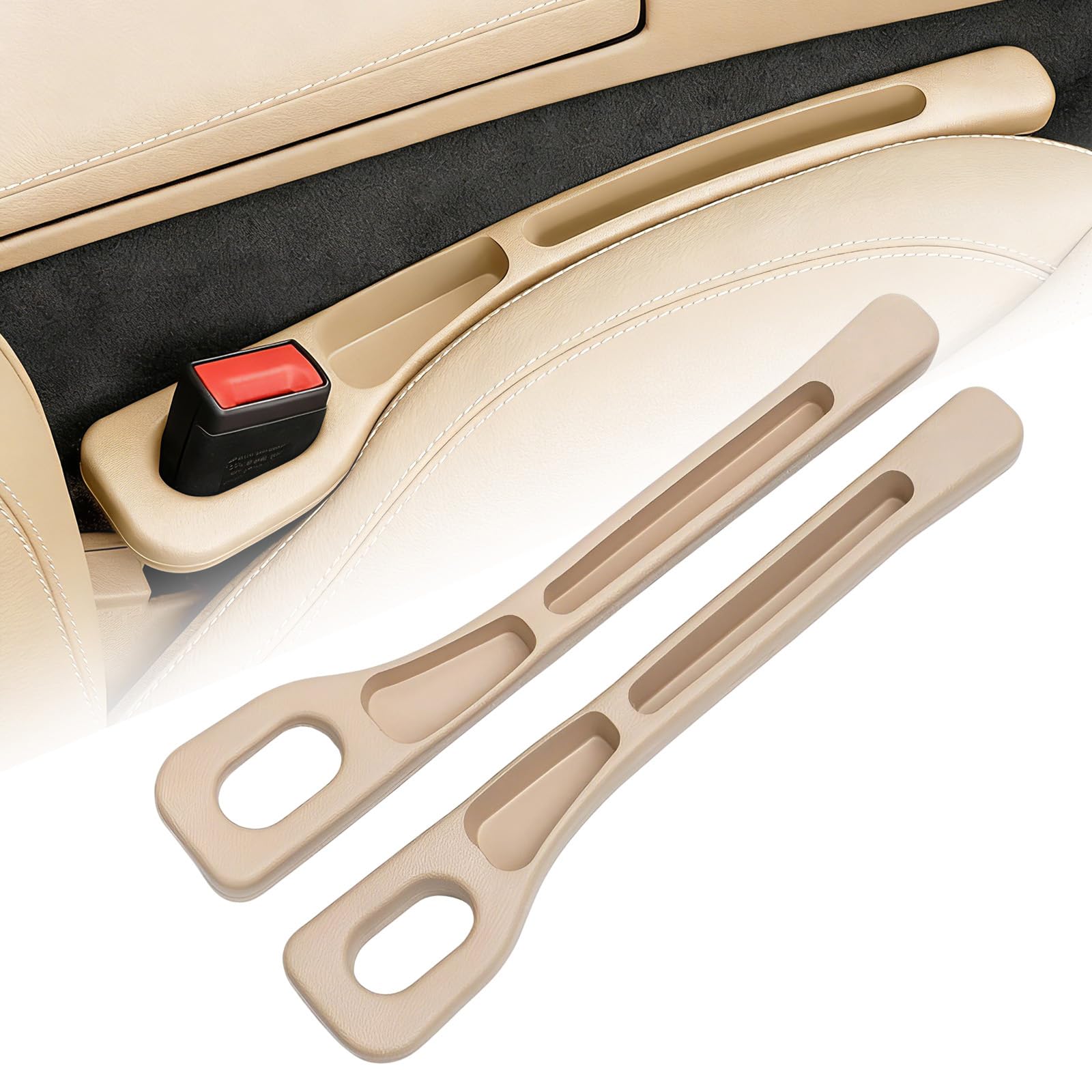 QIZUN 2PCS Car Seat Gap Filler for MG ZS MG4 MG5 ZS EV 2022-2025 2026 Car Gap Blocker Seat Leakproof Strip Organizer Catcher Crevice Storage Box Pocket,Beige