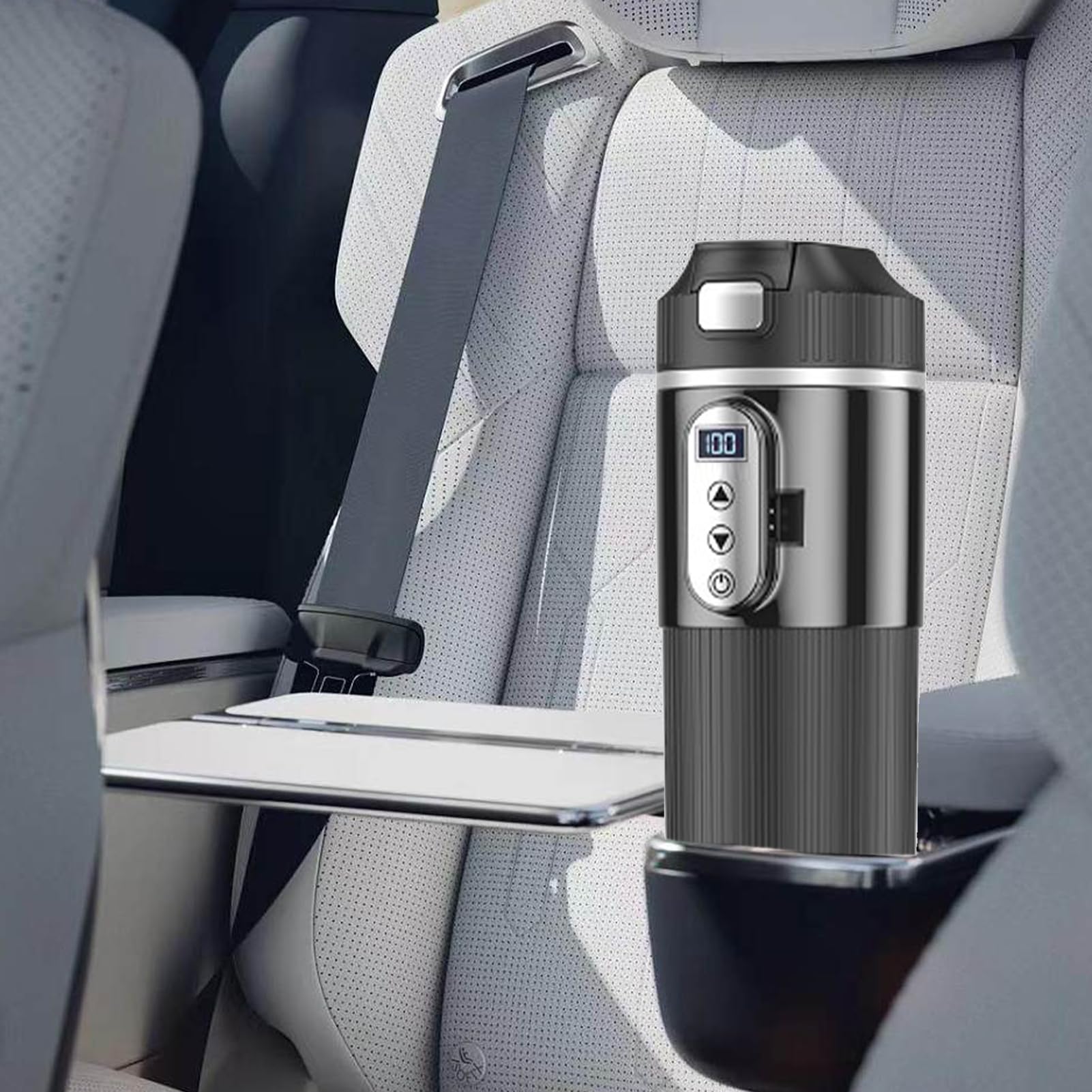 24V/12V Reizen Elektrische Waterkoker voor Auto/Truck, ONEVER 450ml Auto Waterkoker Elektrisch Voertuig Verwarmd Water Cup met LCD Display, Temperatuurregeling Draagbare Koffie Thee Cup