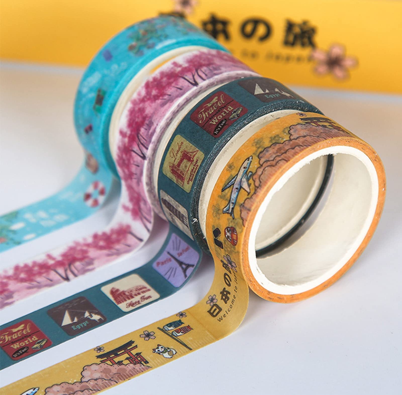 Washi Tape, 48 Rollos De Cinta Adhesiva Decorativa Washi Tape, Diseño De Flores, Cinta Decorativa para Manualidades, para Álbumes De Recortes, Envolver Regalos, Bricolaje,O