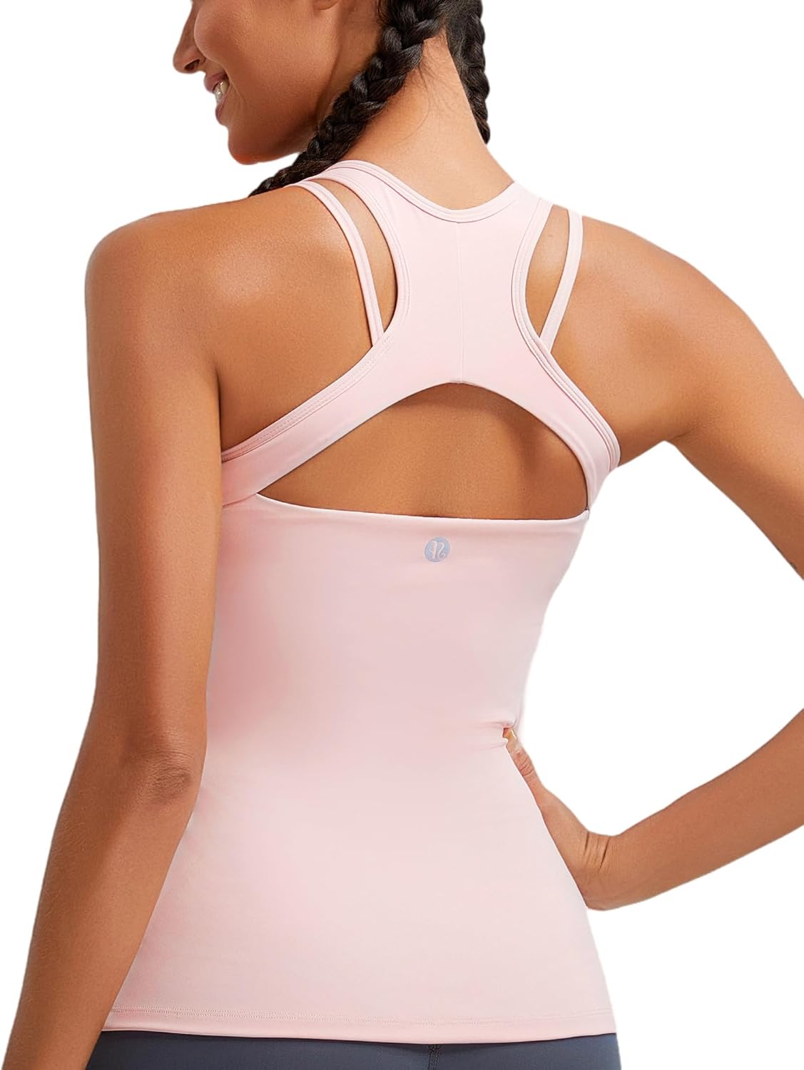 RUNNING GIRL Workout Tank Tops with Built in Bras for Women,Compression Shirt Strappy Back Athletic Yoga Tops