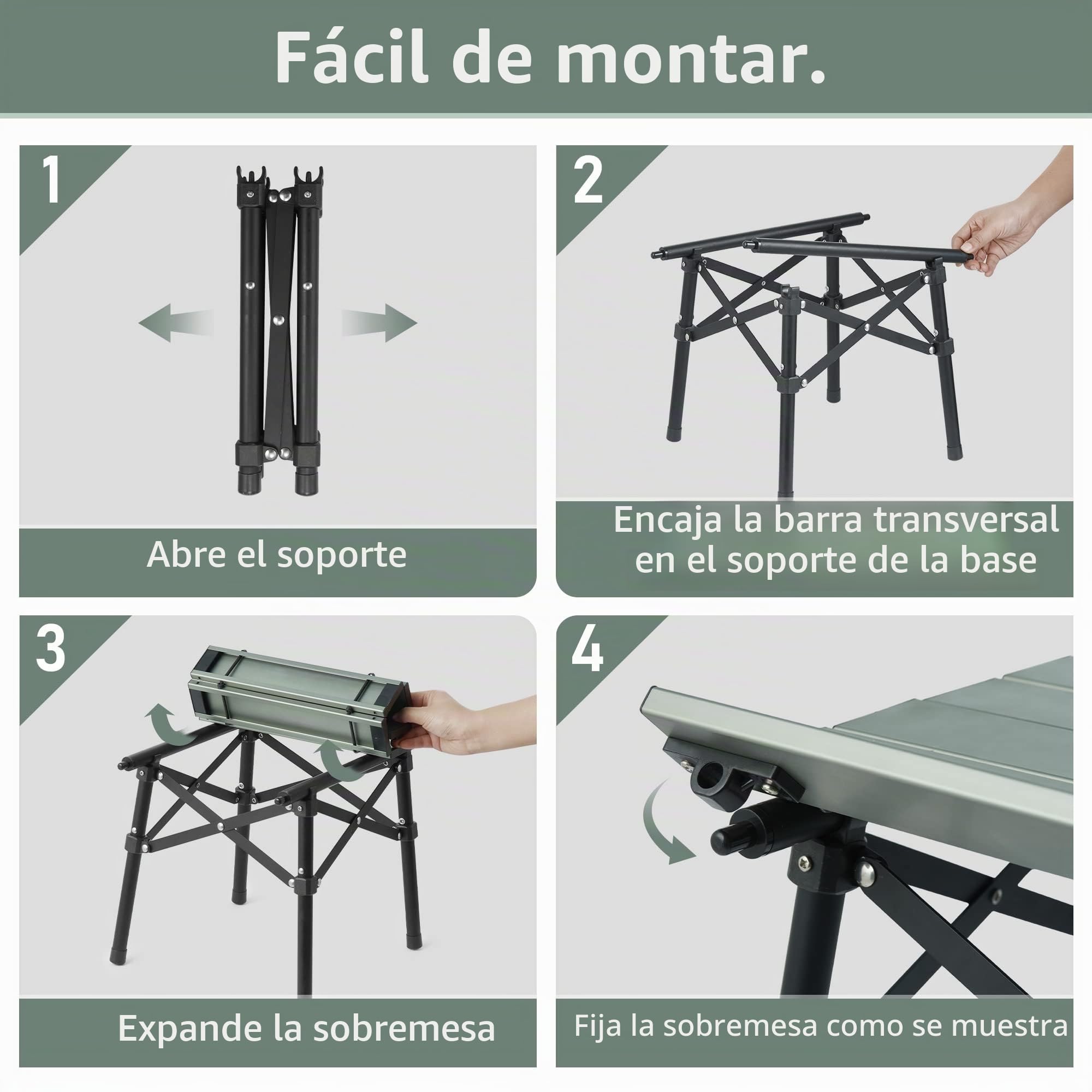 Naturehike Mesa Plegable Ultraligera Mini Mesa Portátil Verde Aleación de Aluminio 1 kg Capacidad de Carga 50 kg