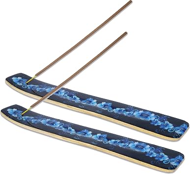 Yajna Traditional-Handmade-Burner Wooden-Incense-Stick-Strip-Holder Ash-Catcher-Stand for-Aromatherapy-Meditation-Yoga Meditation Time 10 Inches, Pack of 2
