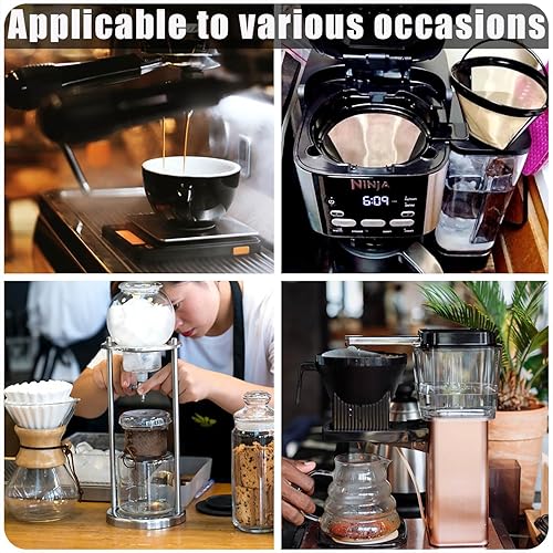 Miniatura 6 de 2 filtros de café de acero inoxidable con cono estilo cesta de café de repuesto compatibles con Ninja CFP201, Hamilton Beach 2 vías de cafetera