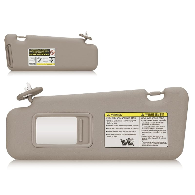 Para-sol esquerdo com luz para Toyota Highlander 2008 a 2013, bege, substituição 74320-48500-B0