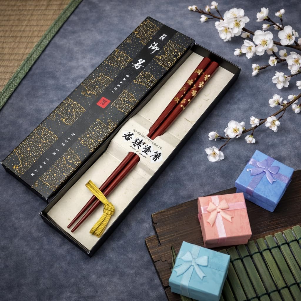 Premium Japanese Chopsticks Reusable [ Made in Japan ] Traditional Lacquer Art Wooden Chopsticks (Red(YM004)) — Amazon image 4