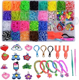 2000Pcs Colorful Loom Bands Kit Rubber Bands for Bracelet Making Kit DIY Art Craft Kit Rubber Band Refill Kit for Girls & Boys