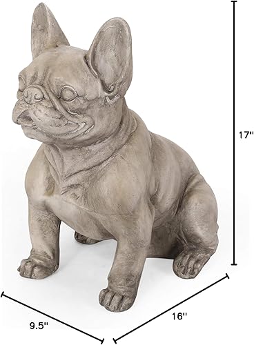 Miniatura 10 de Christopher Knight Home Susan - Estatua de jardín de bulldog francés para exteriores, gris
