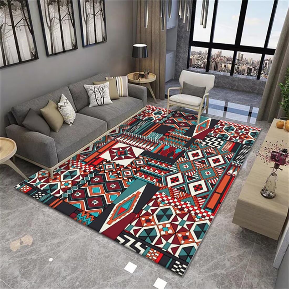 Tapis de salon coloré antidérapant pour en finir avec les tapis qui glissent