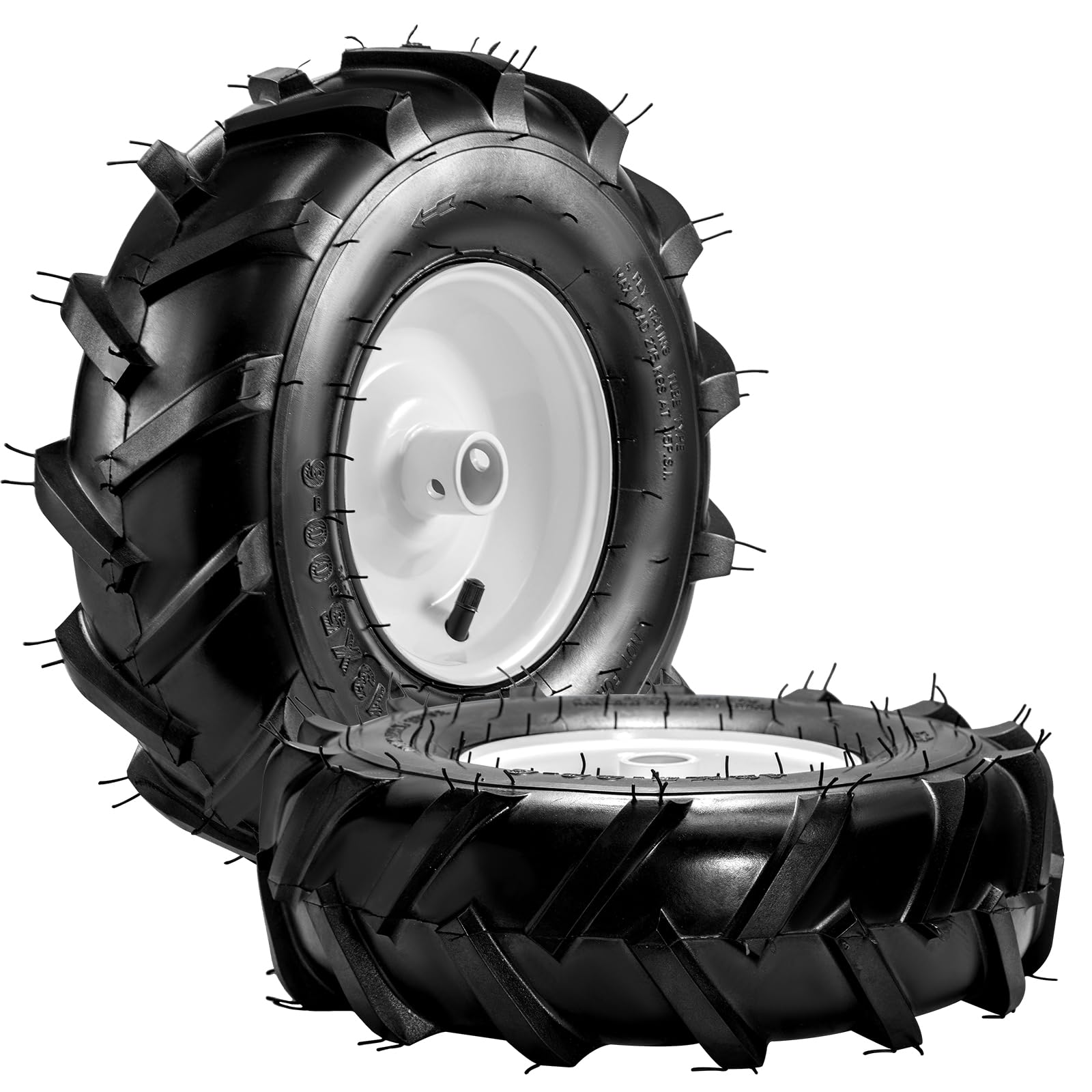 Pneu et roue de cultivateur 13x5.00-6" 2 Emballage à moyeu de 1 pouce et longueur de moyeu centré de 3-1/8 pouces, pneu de remplacement agricole à super crampons pour tracteur et trancheuse